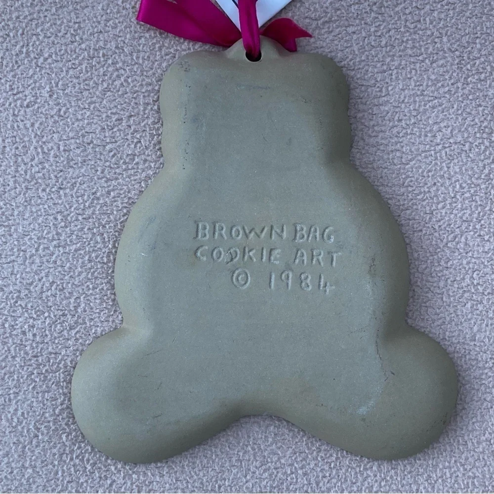NEW Vintage Brown Bag Cookie Art Shortbread Mold 80s Dessert Teddy Bear Granny
